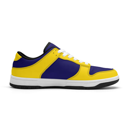 Customizable Blue and Yellow Varsity  Mens Dunk Stylish Low Top Leather Sneakers