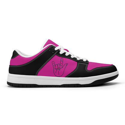 Customizable Black and Pink (Image) Womens Dunk Stylish Low Top Leather Sneakers