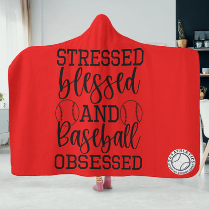 Stressed Blessed Baseball Hooded Blanket