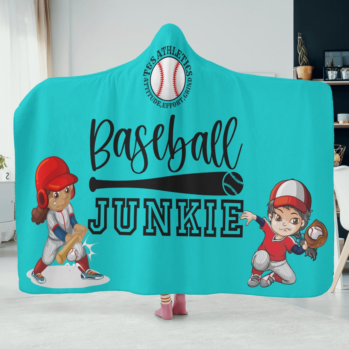 Baseball Junkie (Girl Player) Hooded Blanket