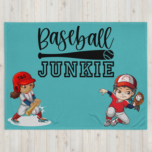 Baseball Junkie (girl player) Throw Blanket